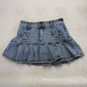 Sweet Society Star Denim Pleated Skirt (M)